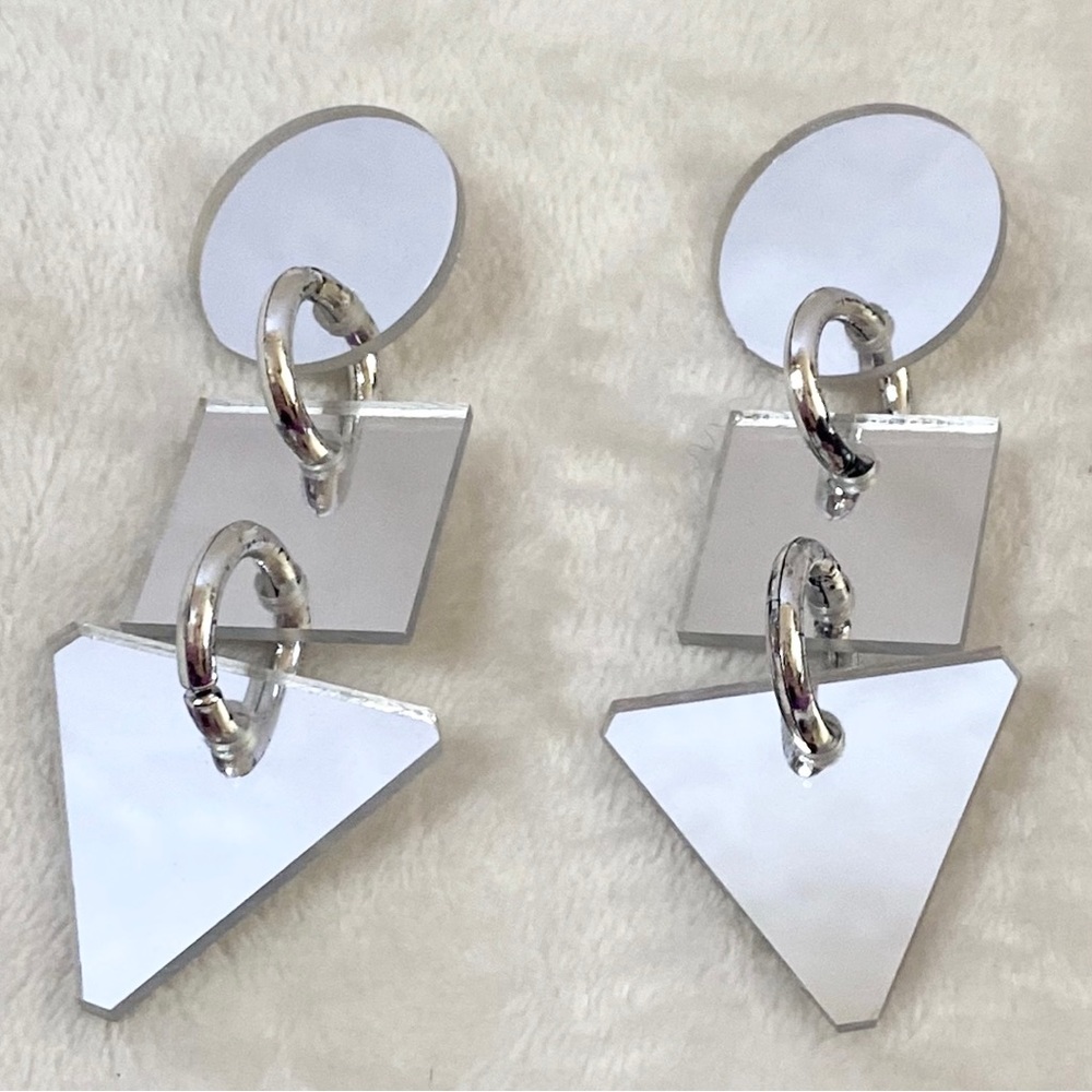 Mirror Dangly Earrings, Shapes, Lightweight